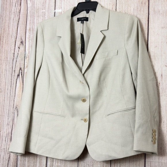 Talbots Size 14 Womens Tan Beige Collared Career Blazer size 16W - Picture 2 of 11